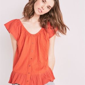 Lucky Brand Women’s Texture Woven Mix Media Top